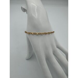 Oshena Dainty Oval Sunburst Chain Link Bracelet Women Gold Lobster Clasp